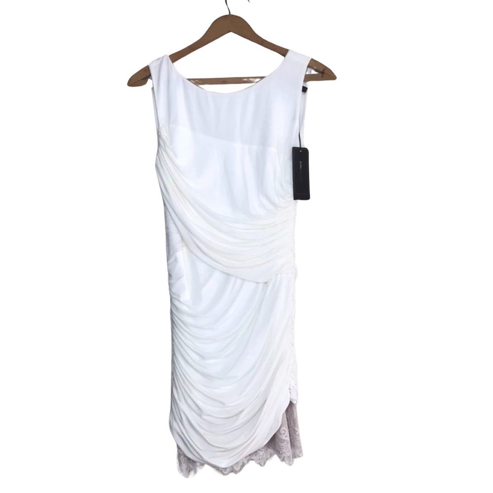 BCBGMaxAzria Renay Lace-Blocked Ruched Dress